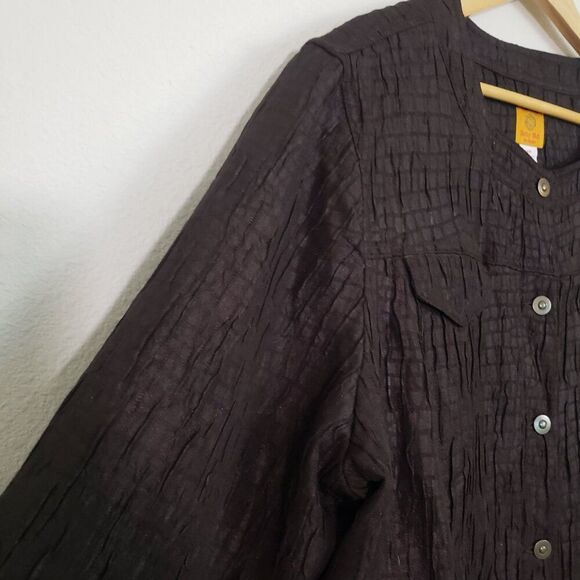 Ruby Rd Woman Textured Jacket 24W Brown Boho Artsy Lightweight - Picture 4 of 9